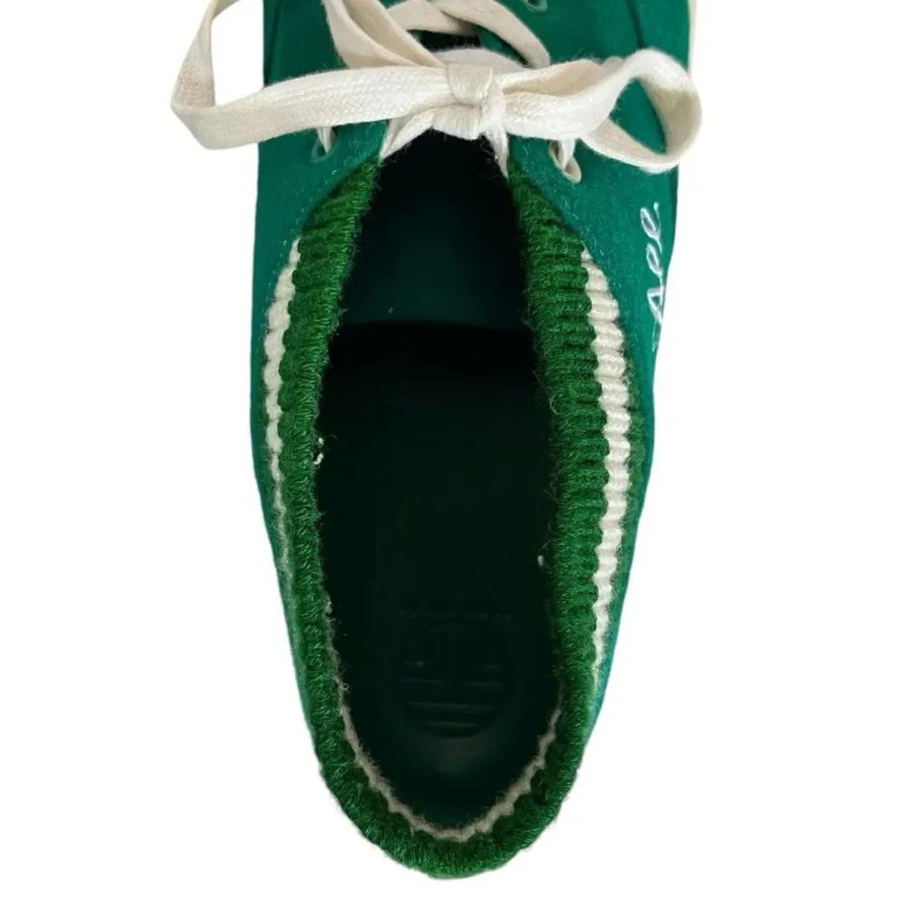 Tory‎ Sport | Green Ribbed Cloth Leather Lace Up Love All Sneakers 10.5
